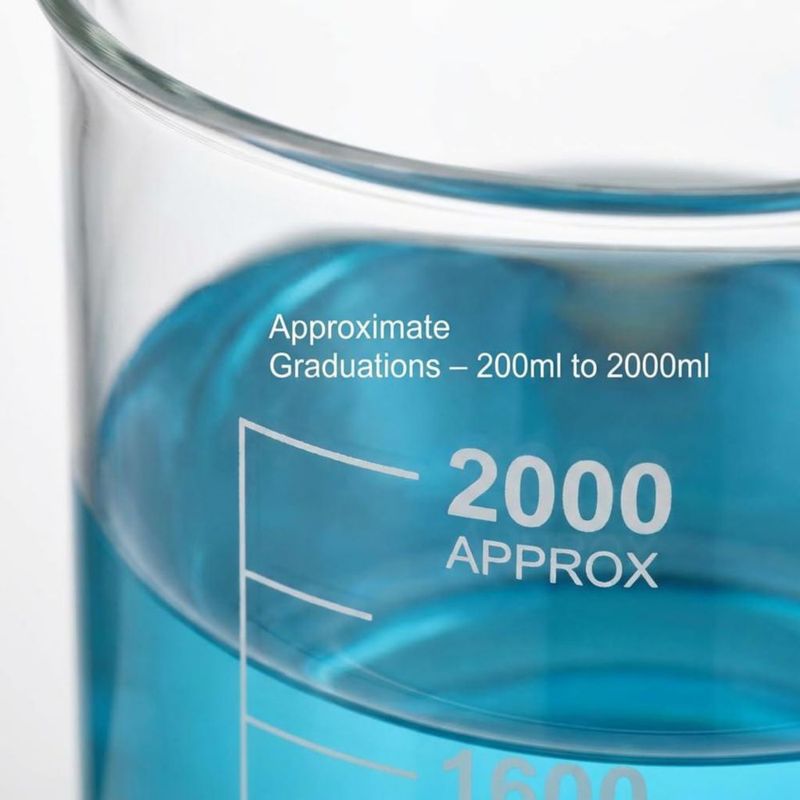Vaso de precipitados QWORK de vidrio borosilicato 2000 ml con doble escala