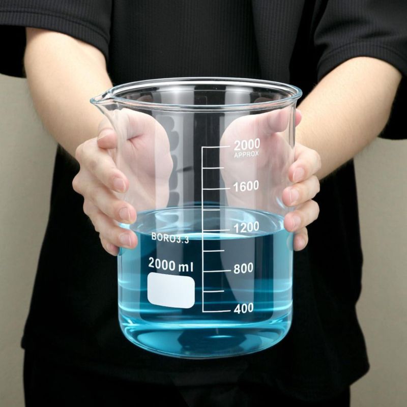 Vaso de precipitados QWORK de vidrio borosilicato 2000 ml con doble escala