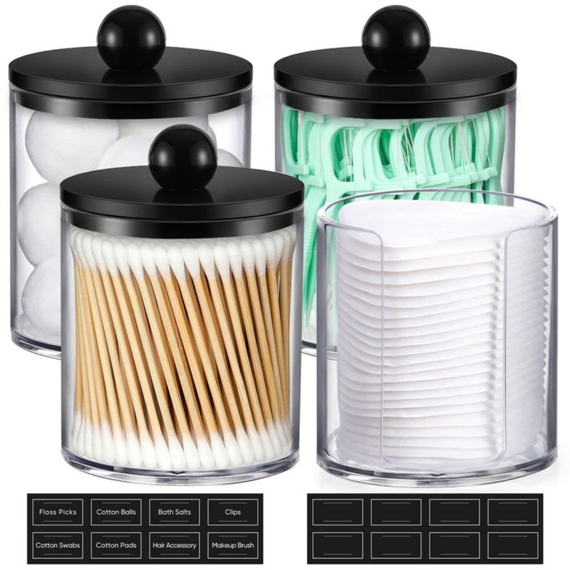 Set de 4 contenedores AOZITA acrílico transparente y negro