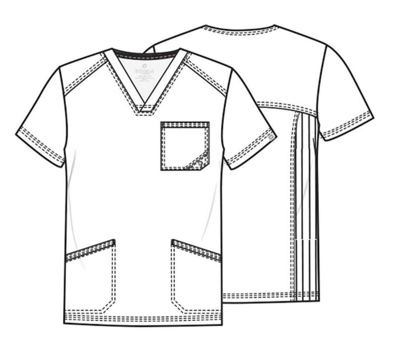 Blusa Cherokee Cuello en V con 3 Bolsillos y Estiramiento 360°