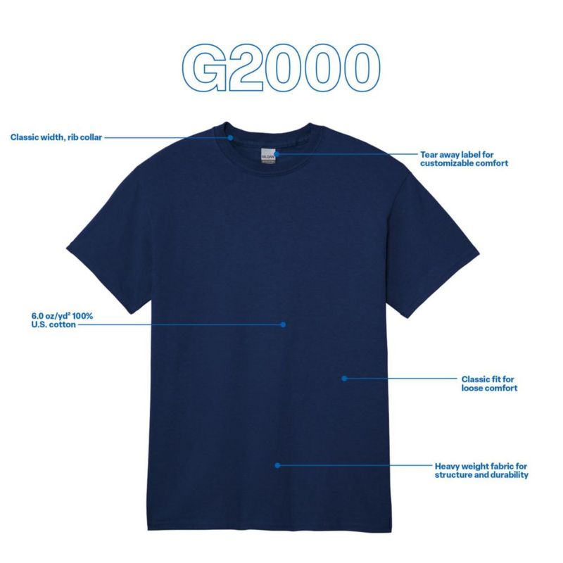 CAMISETA Gildan G2000 Azul Marino 3 Unidades Talla S