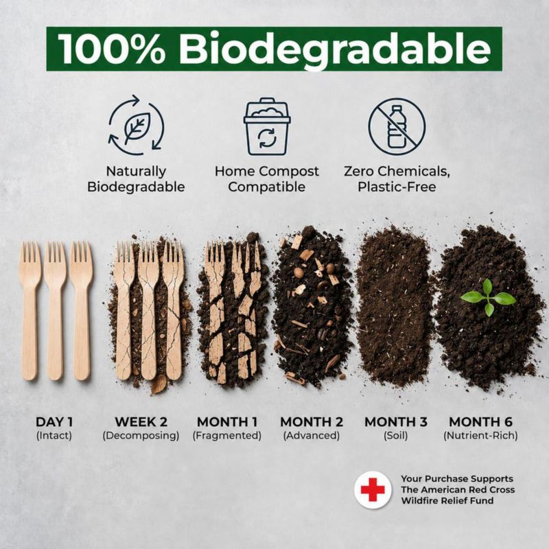 Tenedor de Madera Compostable E's Essentials – Pack de 700 unidades