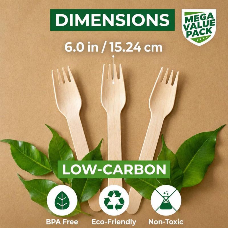Tenedor de Madera Compostable E's Essentials – Pack de 700 unidades
