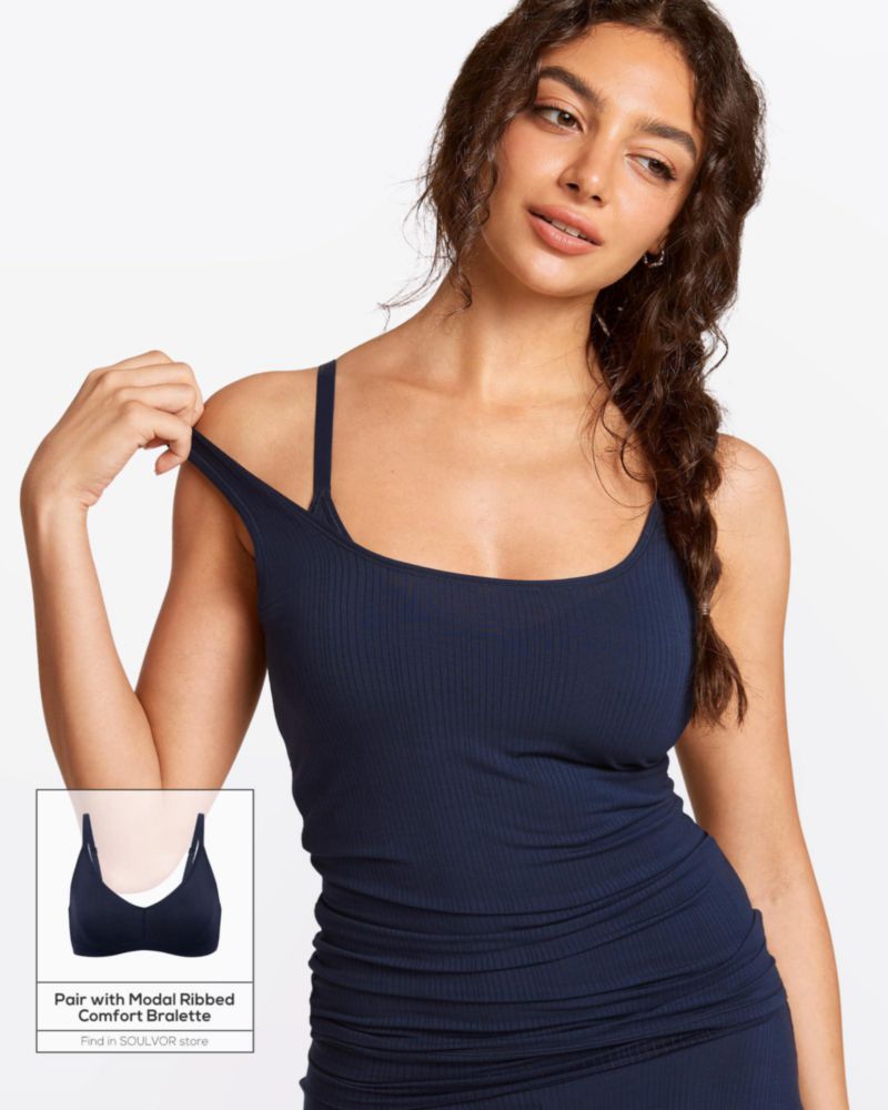 Top sin mangas SOULVOR talla pequeña azul océano profundo modal canesado