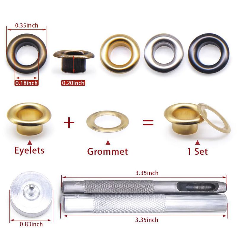 Kit de ojales SEMINI 800 piezas 45 mm – 4 colores con herramienta