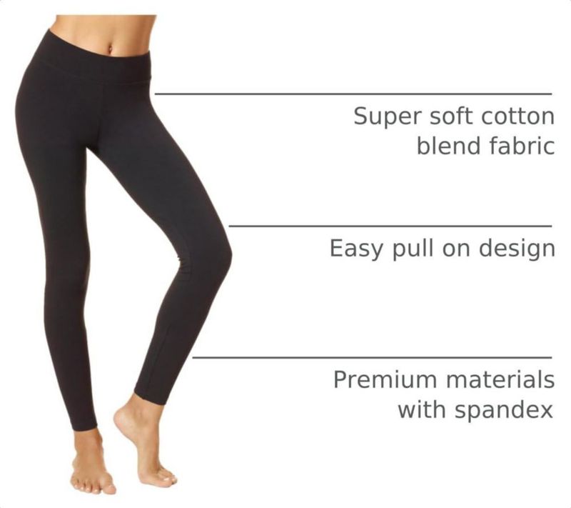 Leggings HUE de algodón con cintura ultra ancha - Negro - Talla M