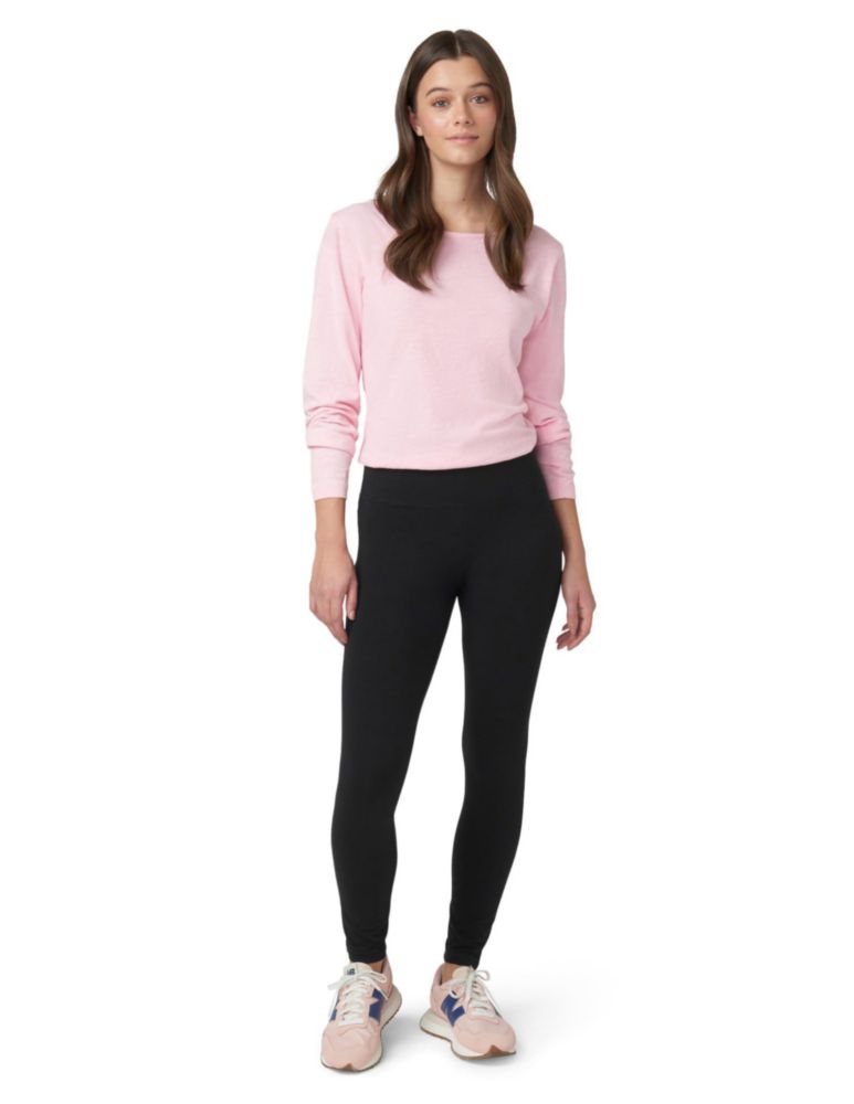 Leggings HUE de algodón con cintura ultra ancha - Negro - Talla M