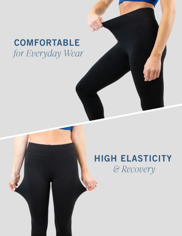 Leggings HUE de algodón con cintura ultra ancha - Negro - Talla M