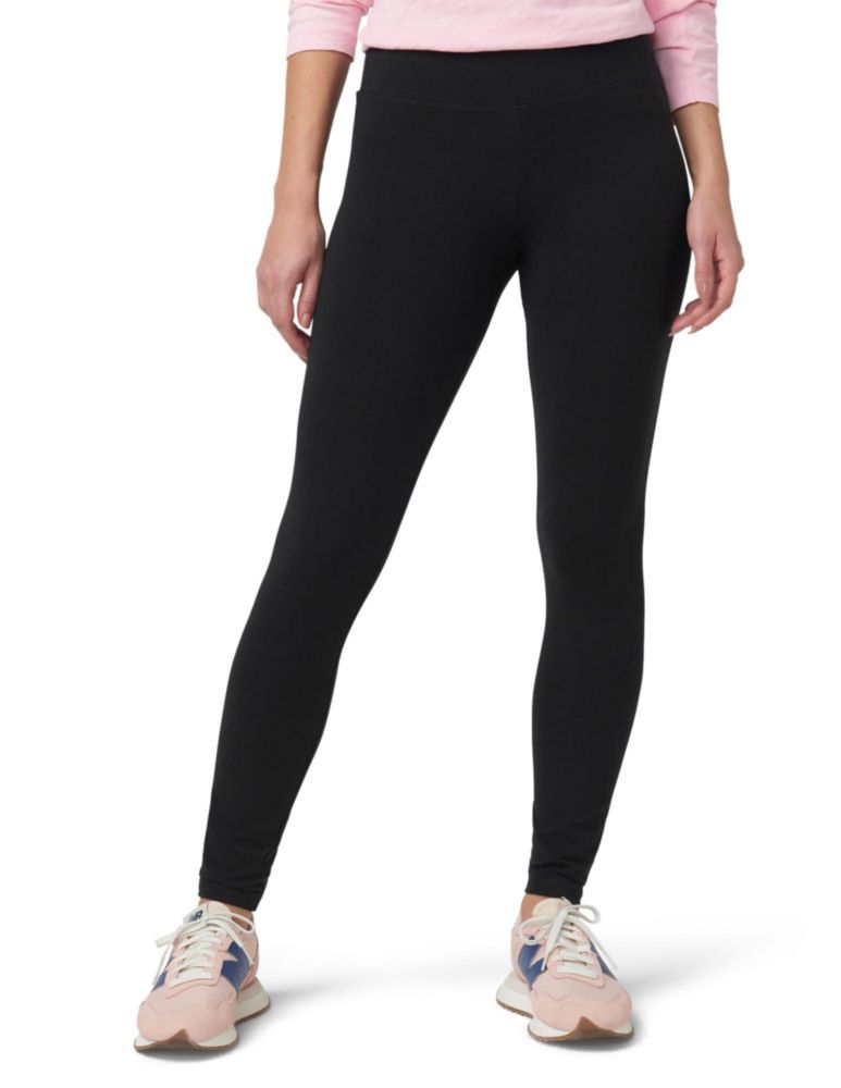 Leggings HUE de algodón con cintura ultra ancha - Negro - Talla M