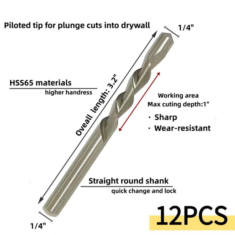 Brocas JFOGO 1/4 pulgada Pack de 12 HSS65