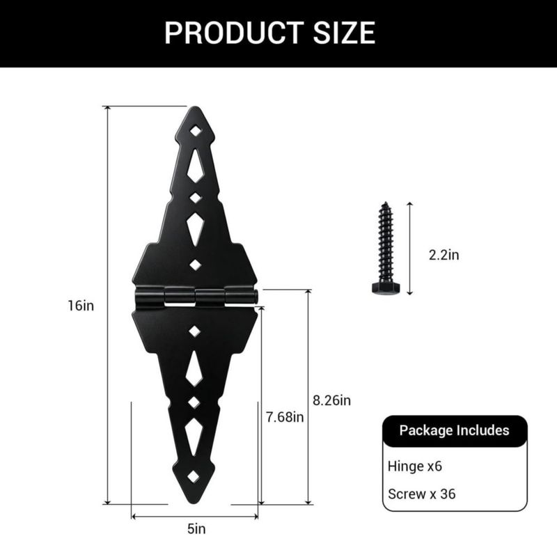 Bisagras para portón HOME MASTER HARDWARE 20 cm negras paquete de 6