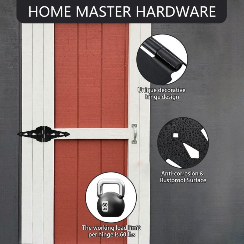 Bisagras para portón HOME MASTER HARDWARE 20 cm negras paquete de 6