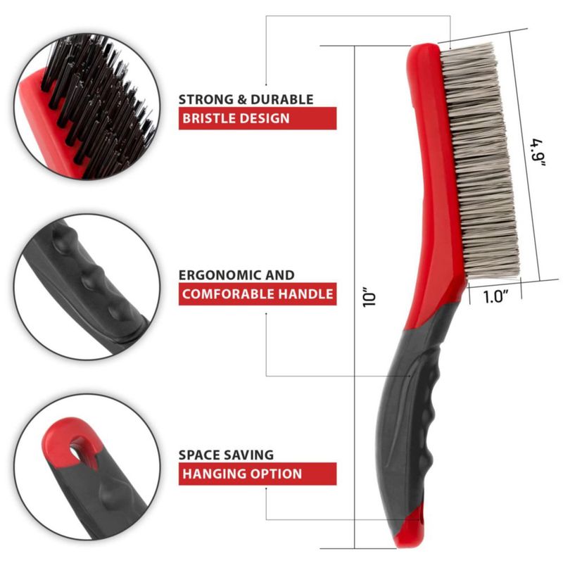 Juego de cepillos de alambre Lavaxon 25 cm (2 unidades) Rojo – Acero inoxidable y acero al carbono