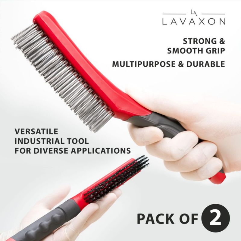 Juego de cepillos de alambre Lavaxon 25 cm (2 unidades) Rojo – Acero inoxidable y acero al carbono
