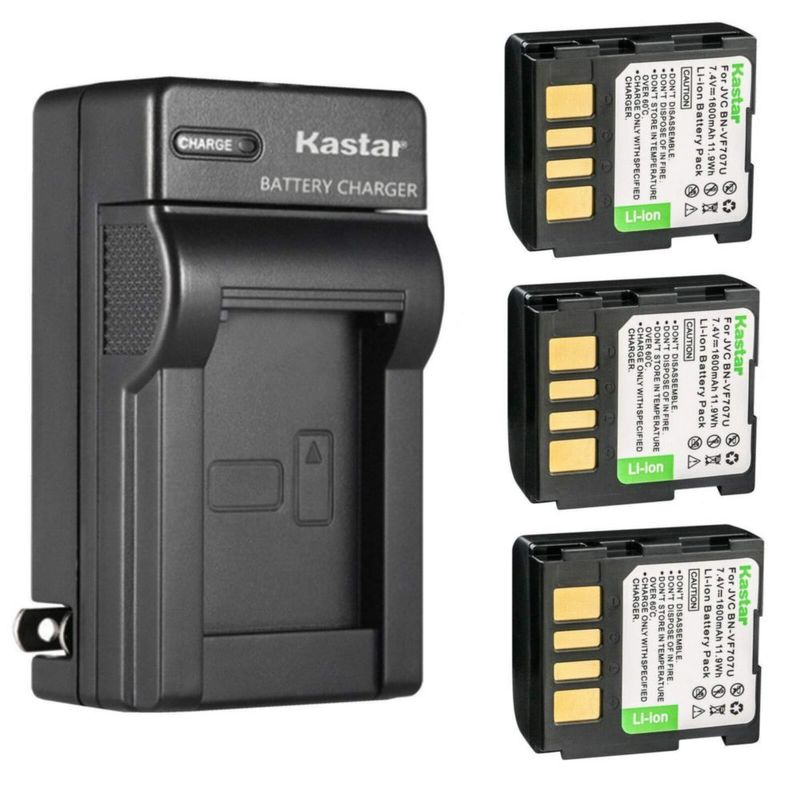 Cargador de baterías Kastar JVC BN-VF707U 74 V (Pack de 3)