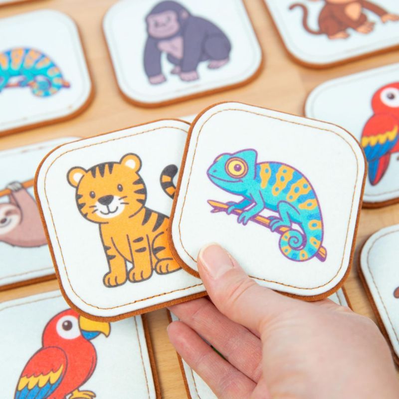 Juego de Memoria Jungle Pals de Fieltro – 16 piezas (Peapod Play)