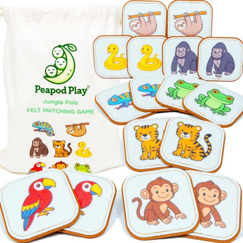 Juego de Memoria Jungle Pals de Fieltro – 16 piezas (Peapod Play)