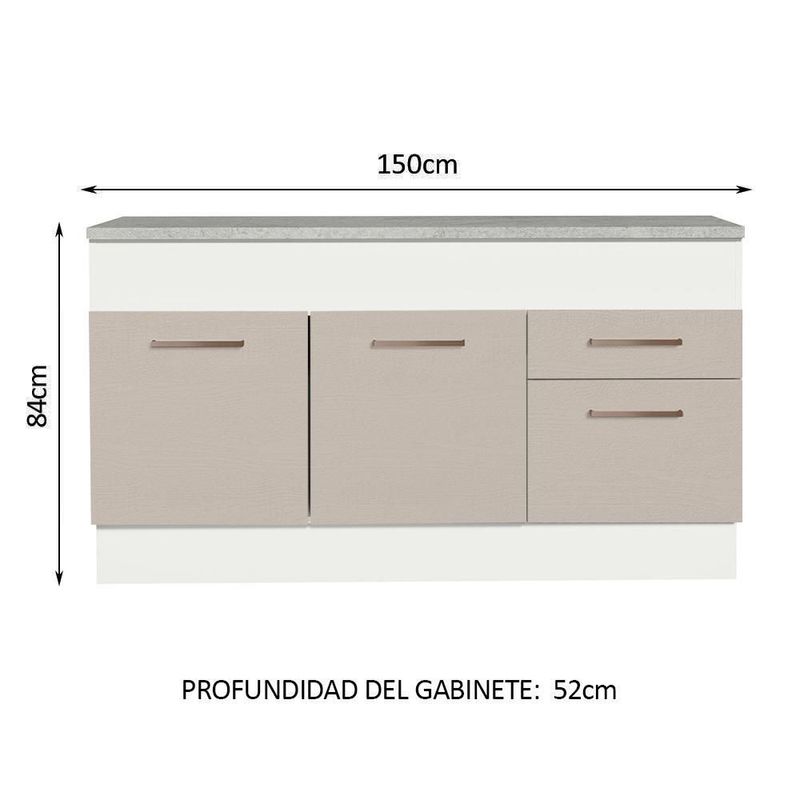 Gabinete bajo bufetera madesa agata 150cm con encimera bc 03