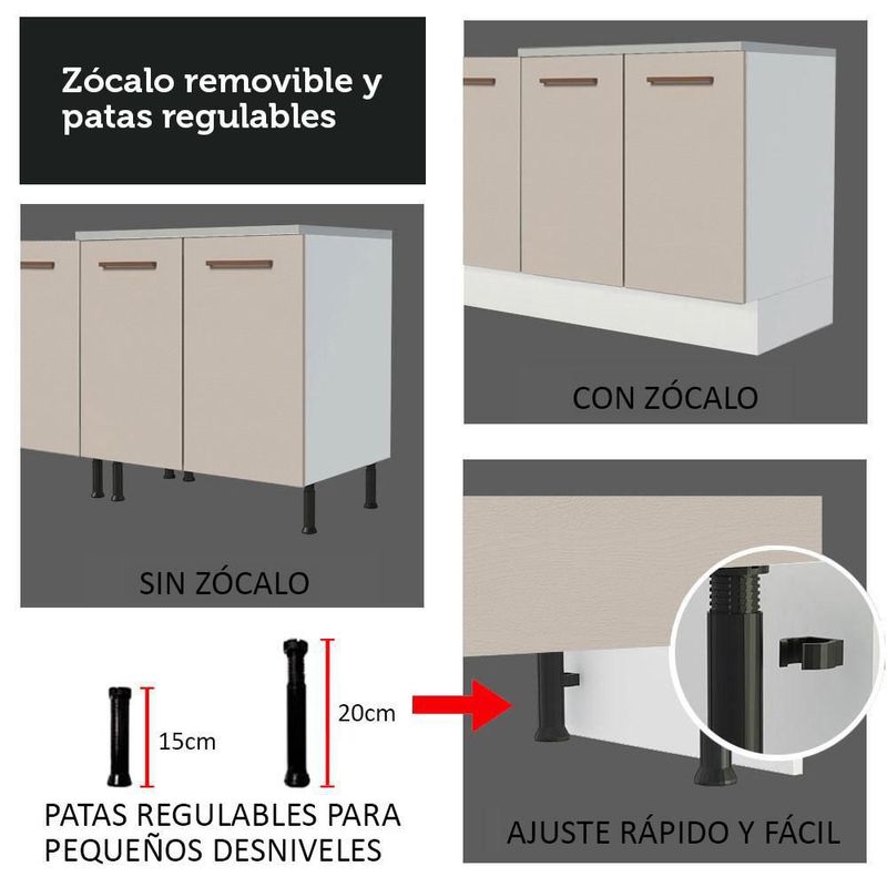 Gabinete bajo bufetera madesa agata 150cm con encimera bc 03