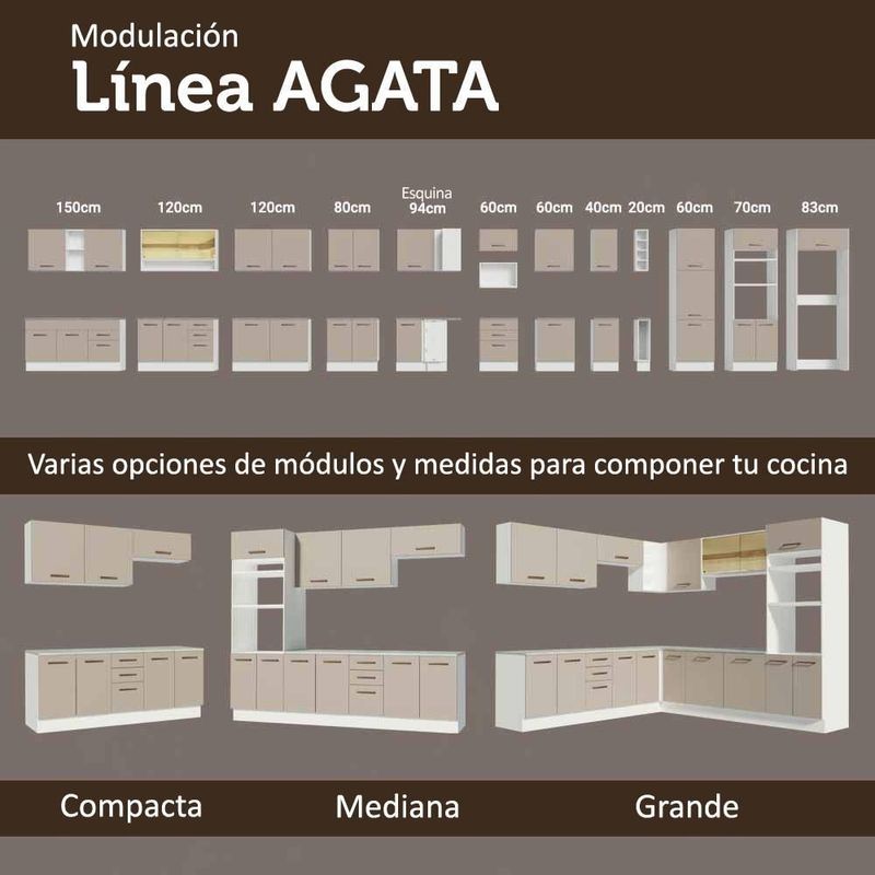 Gabinete bajo bufetera madesa agata 150cm con encimera bc 03