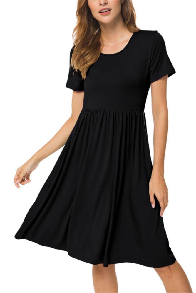 Vestido DB MOON negro talla S con cintura imperio y bolsillos