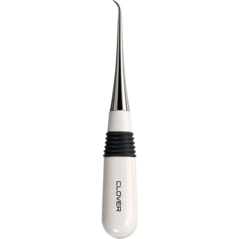 Punzón curvo Clover blanco/plata para costura