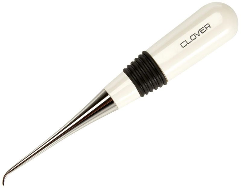Punzón curvo Clover blanco/plata para costura