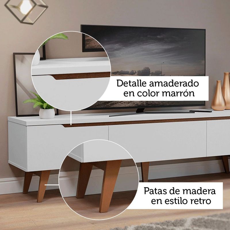 Mueble mesa para tv rack madesa reims hasta 75' blanco 1