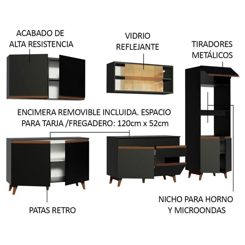 Cocina integral completa modular madesa reims 310cm negro 02