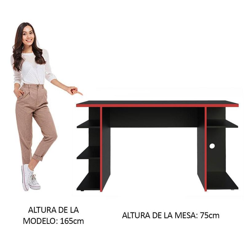 Mesa gamer escritorio para computadora madesa negro/rojo