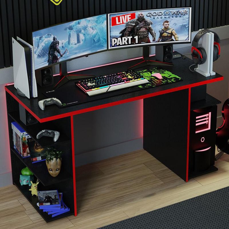Mesa gamer escritorio para computadora madesa negro/rojo