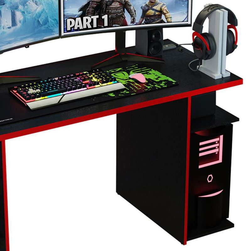 Mesa gamer escritorio para computadora madesa negro/rojo