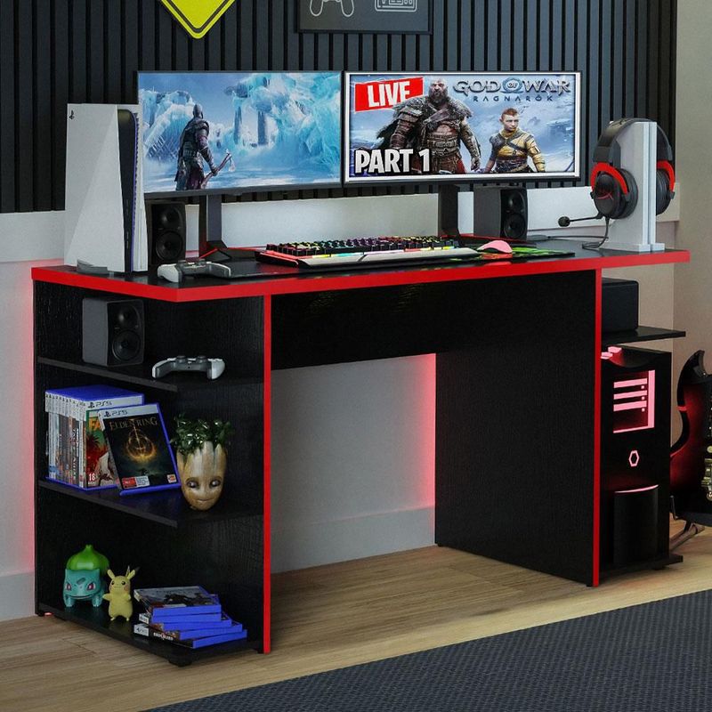 Mesa gamer escritorio para computadora madesa negro/rojo