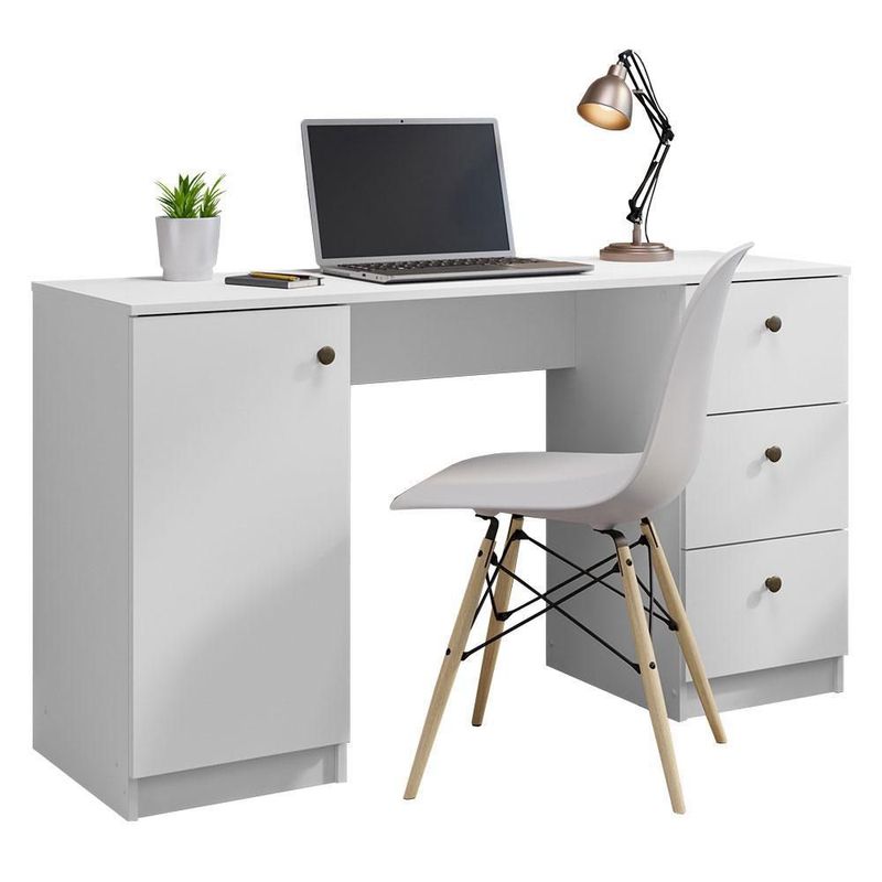 Escritorio para computadora madesa con 3 cajones blanco