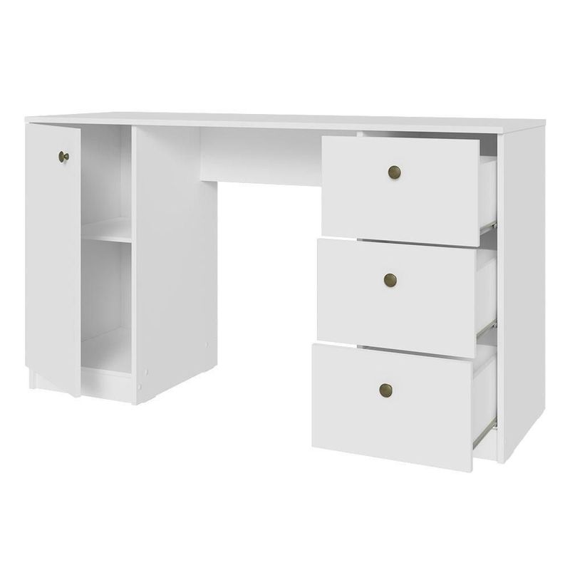 Escritorio para computadora madesa con 3 cajones blanco