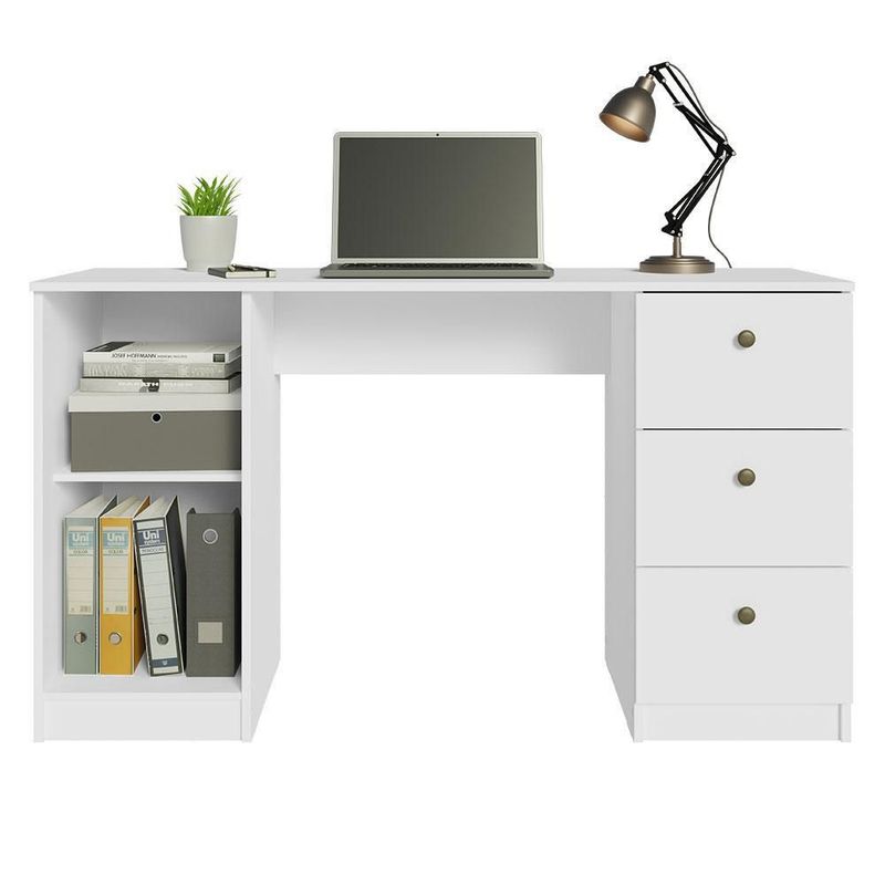 Escritorio para computadora madesa con 3 cajones blanco