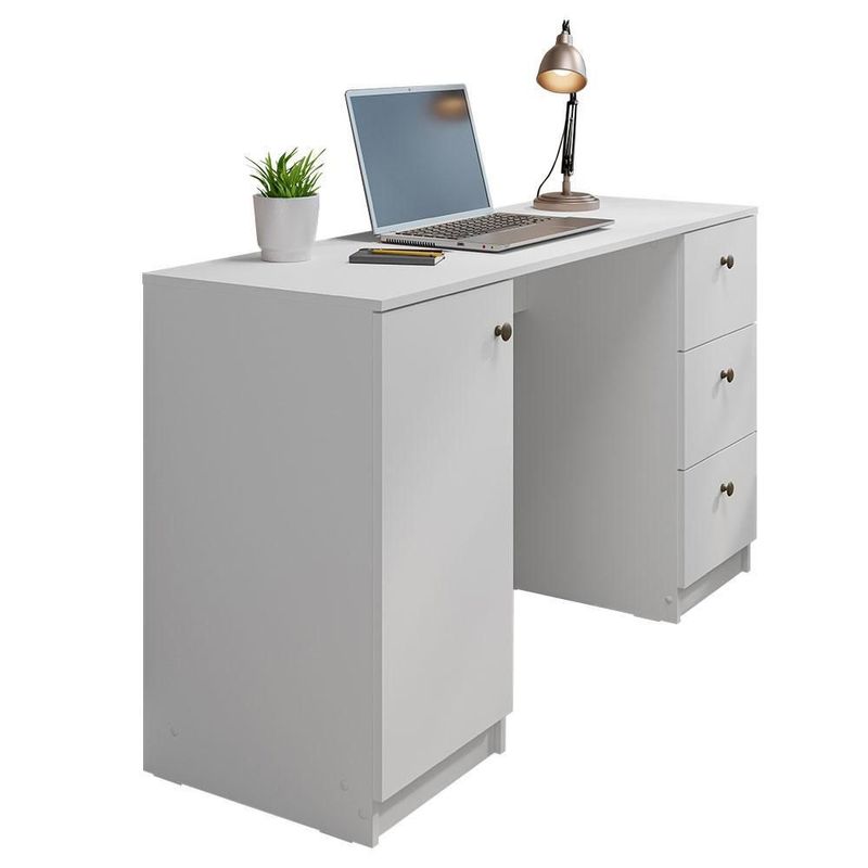 Escritorio para computadora madesa con 3 cajones blanco