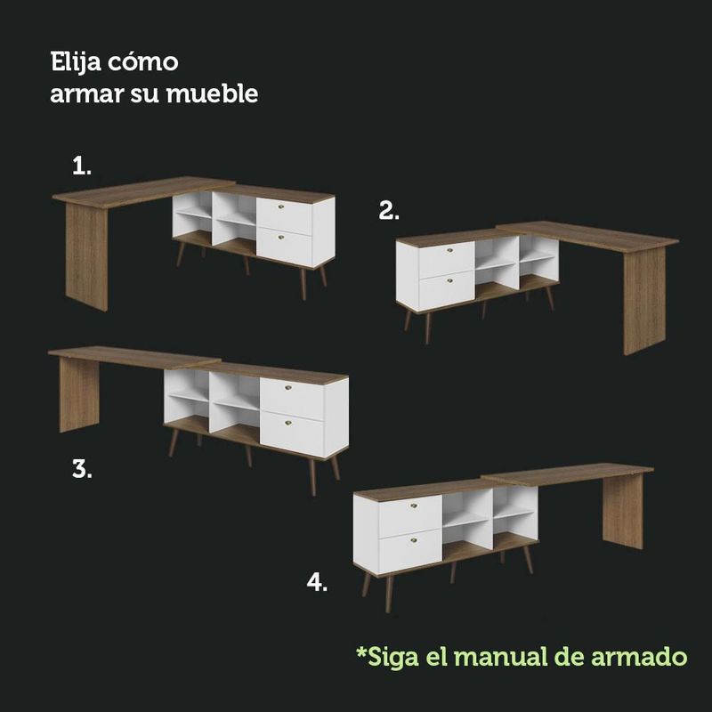 Escritorio mesa de esquina madesa lisboa 3 cajones bm 01