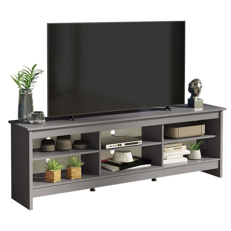 Mueble mesa para tv rack madesa 6 espacios hasta 80 gris