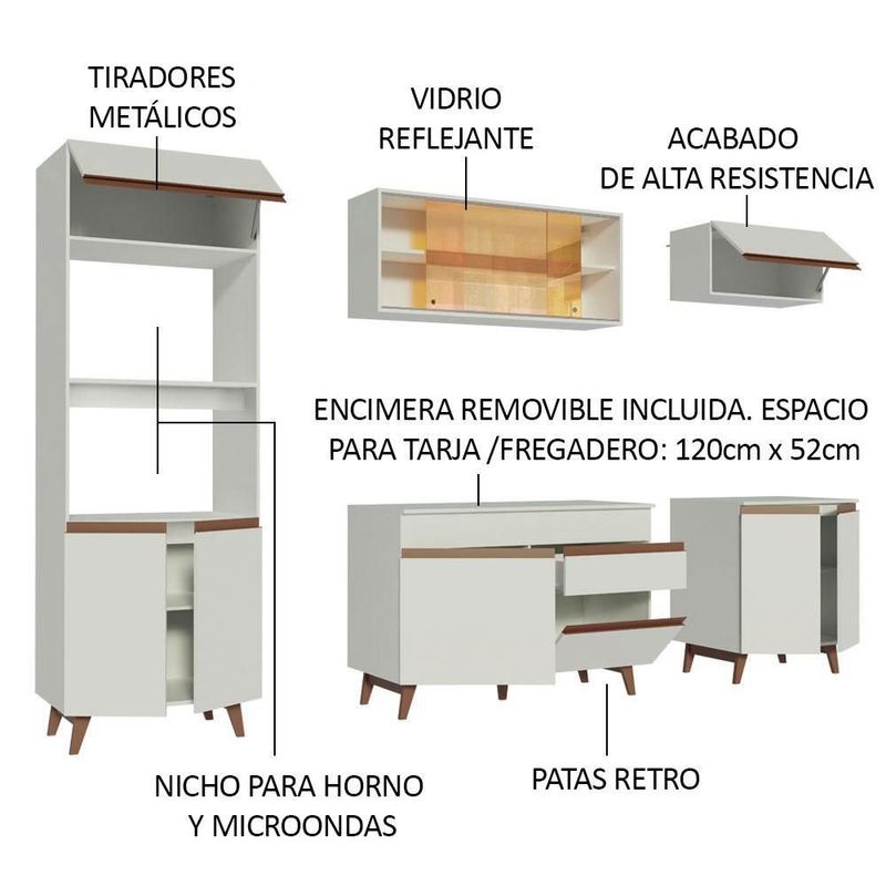Cocina integral completa modular madesa reims 260cm blanco 7