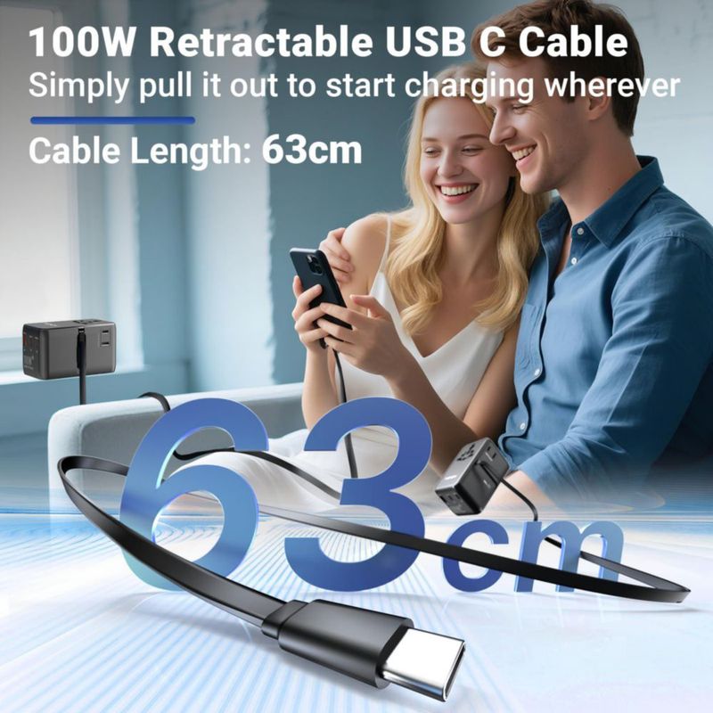 Adaptador de Viaje MINIX 100W USB-C GaN III 5‑en‑1