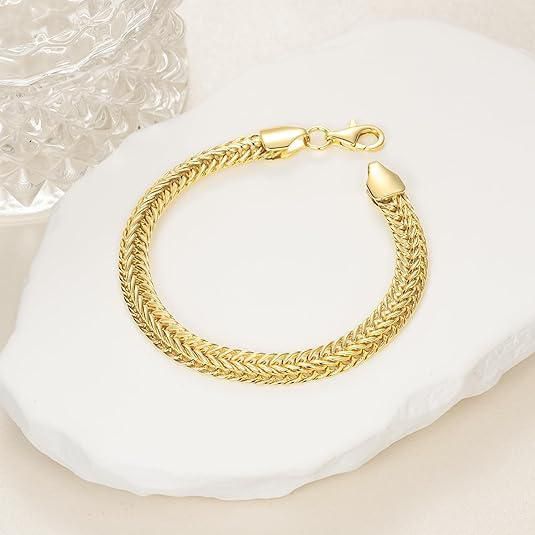 Pulsera BENOITE bañada en oro de 14K para mujer 6.5-9 pulgadas