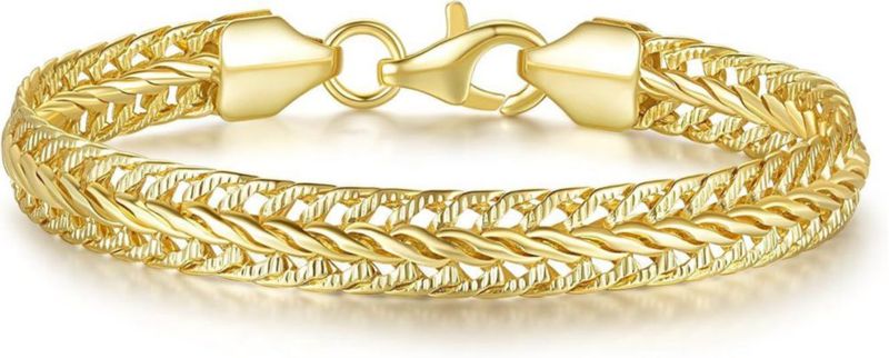Pulsera BENOITE bañada en oro de 14K para mujer 6.5-9 pulgadas