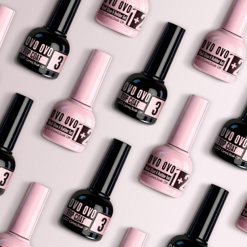 Kit de Pegamento UV para Uñas NOVO OVO 2×10 ml + Capa Superior de Gel UV