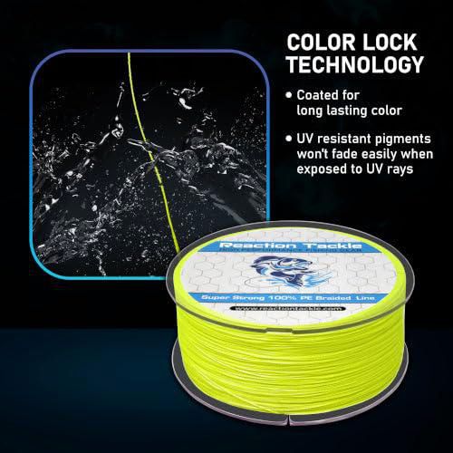 Línea de Pesca Trenzada Reaction Tackle 30 lb (135 kg) 274 m Amarillo Alta Visibilidad