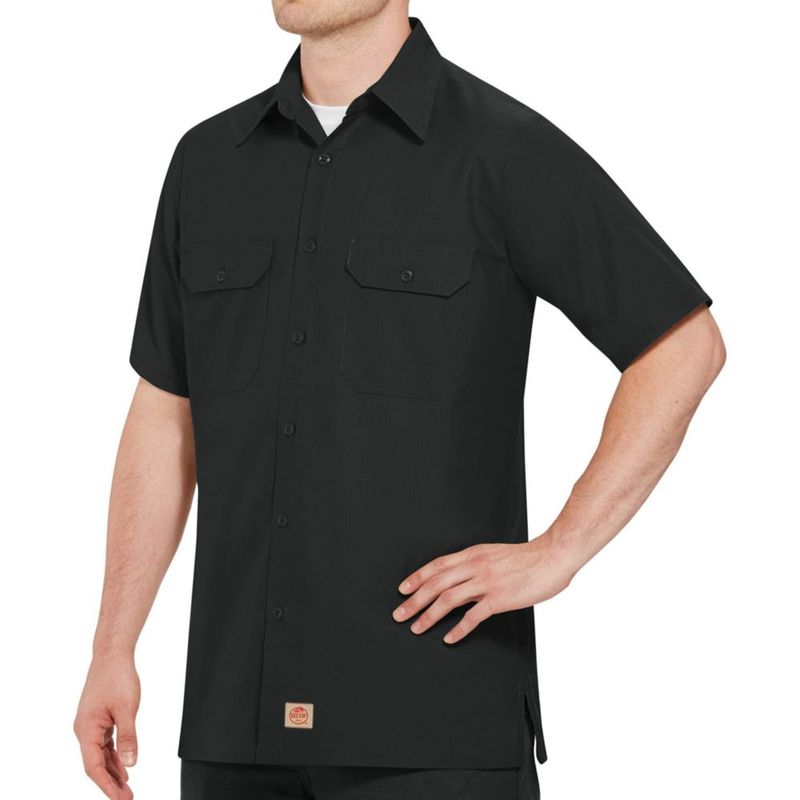Camisa industrial Red Kap para hombre negra manga corta corte regular talla X-Large