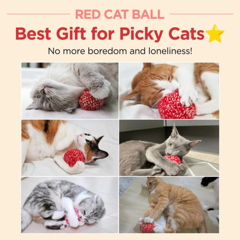 Pelota de Gato JAYU PET 7 cm Roja de Silvervine Hecha a Mano