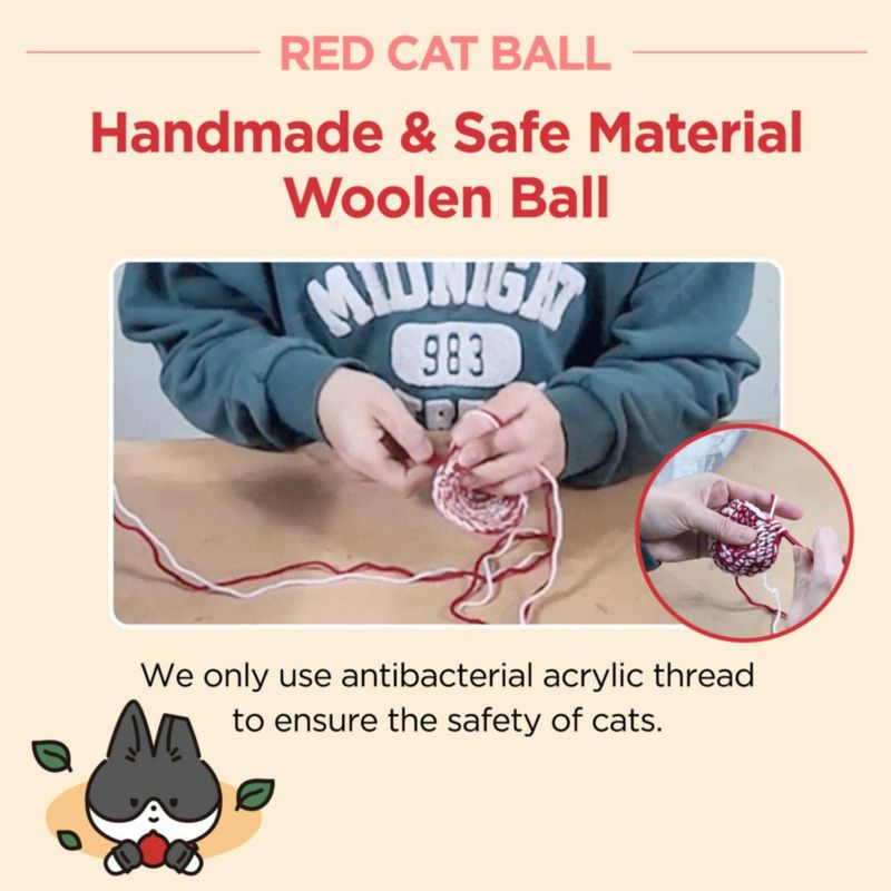 Pelota de Gato JAYU PET 7 cm Roja de Silvervine Hecha a Mano