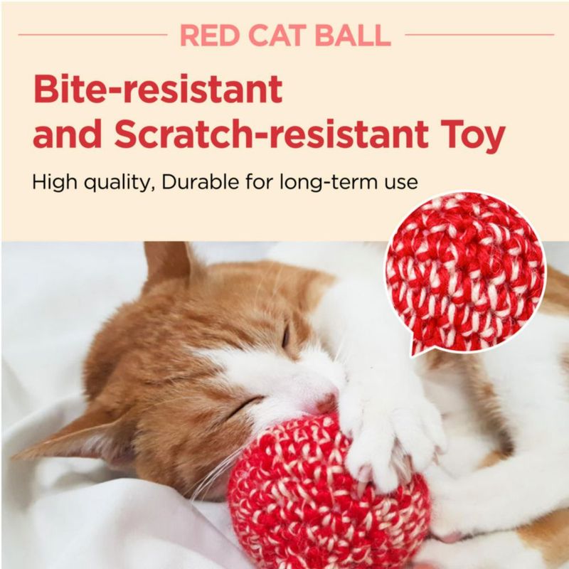 Pelota de Gato JAYU PET 7 cm Roja de Silvervine Hecha a Mano