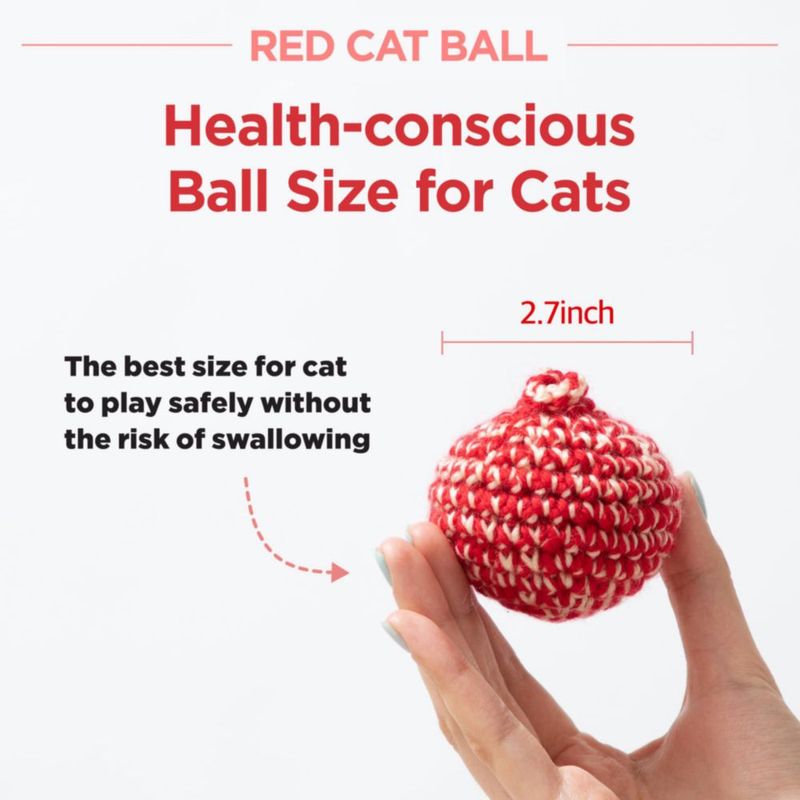 Pelota de Gato JAYU PET 7 cm Roja de Silvervine Hecha a Mano